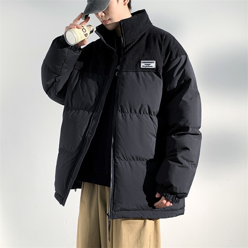 冬季青少年灯芯绒立领拼接外套休闲百搭面包服棉服5302-P78,男装棉衣,电商B306