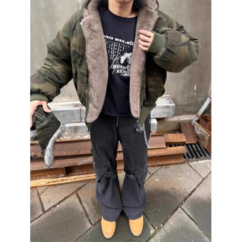 【有货】仿貂毛迷彩棉服加绒加厚外套MY2221特P128，男装棉衣，星座908-1