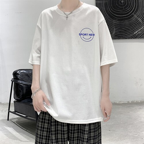 夏季短袖t恤男港风潮流时尚笑脸t恤A210-A8307-P25，男装T恤，星座210-3