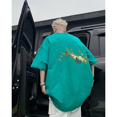 2025年夏做旧复古水洗T恤印花重磅力推XZ517A-BK1316-P38，男装T恤，星座517A