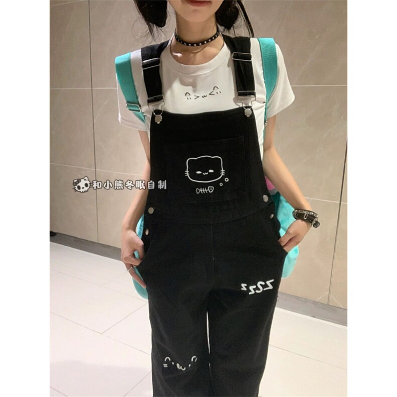 AK2285-P70小熊冬眠萌系背带裤生宽松直筒阔腿连体裤,男装休闲裤,星座617A-2
