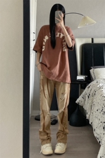 B221美式ins高街小众个性男女破洞牛仔裤LK23001-P65控88，男装牛仔裤，电商B221