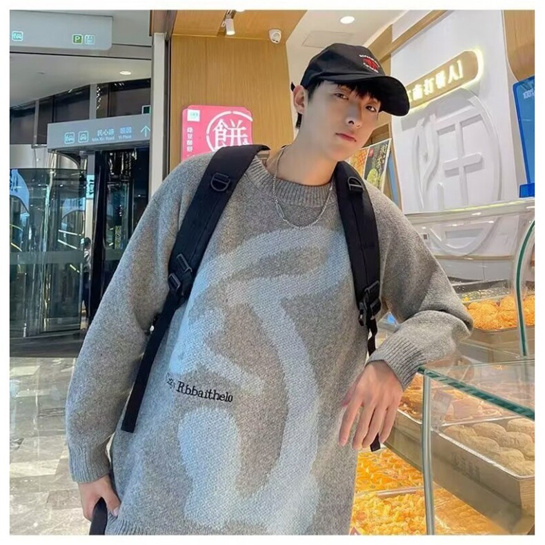 B437P45潮牌绿色毛衣女秋冬氛围感宽松小众设计感高街帅气情侣,男装针织衫/毛衣,星座512-6