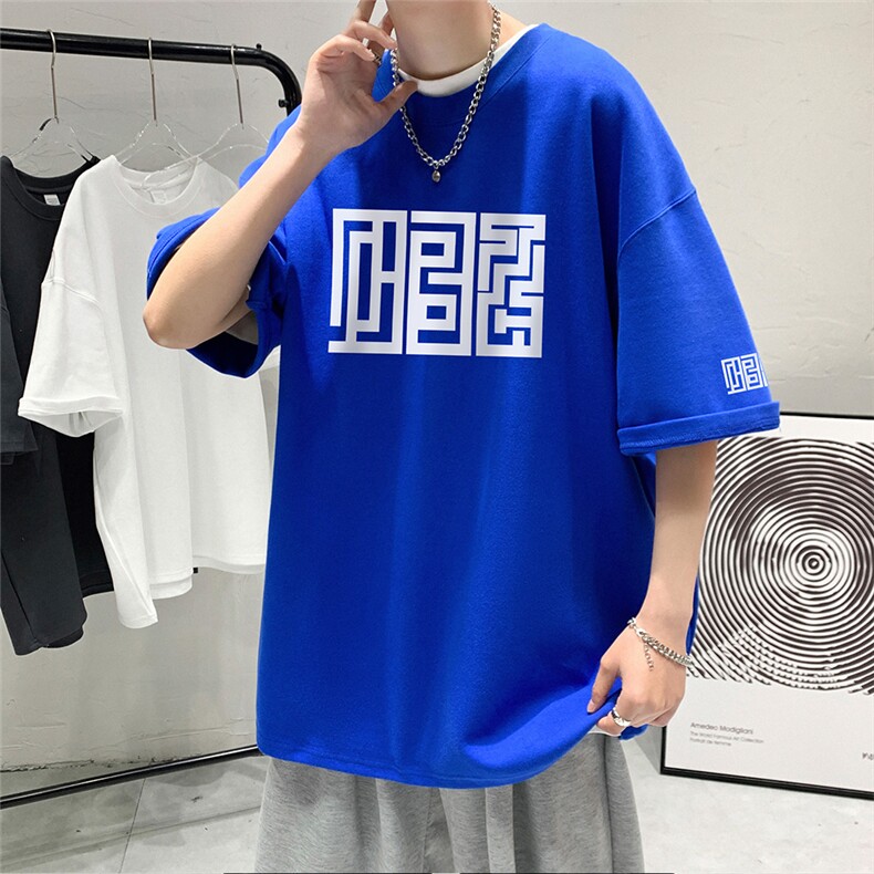 200g抖音质量夏新款短袖T恤美式复古街头五分袖男T6001P28控45,男装T恤,电商A268A