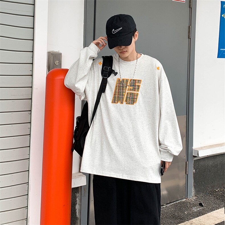 秋冬男圆领套头卫衣十字架字母刺绣花宽松外套WY6124P40,男装卫衣,星座1013-1