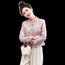 现货重工艺新款新中式春季刺绣提花设计感时尚气质减龄外套，女装短外套，韩美纤衣