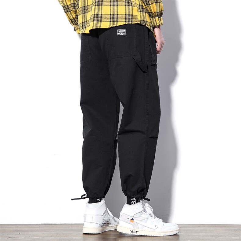 2021秋季新款日系大码男白墙宽松束脚松紧腰休闲长裤K262-P40，男装休闲裤，电商A001