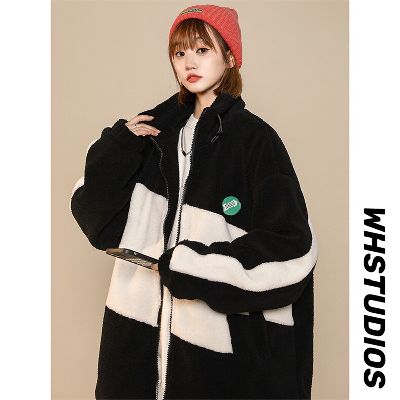 冬款中性风加绒加厚棉衣外套时尚羊羔绒棉服男士8146-P115控价158图片