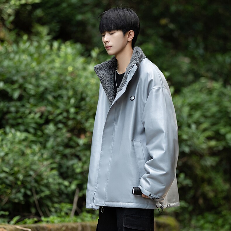 两面穿冬季皮棉衣仿羊羔毛男士棉服潮流立领棉袄A266-WMY612-P100,男装棉衣,电商A266