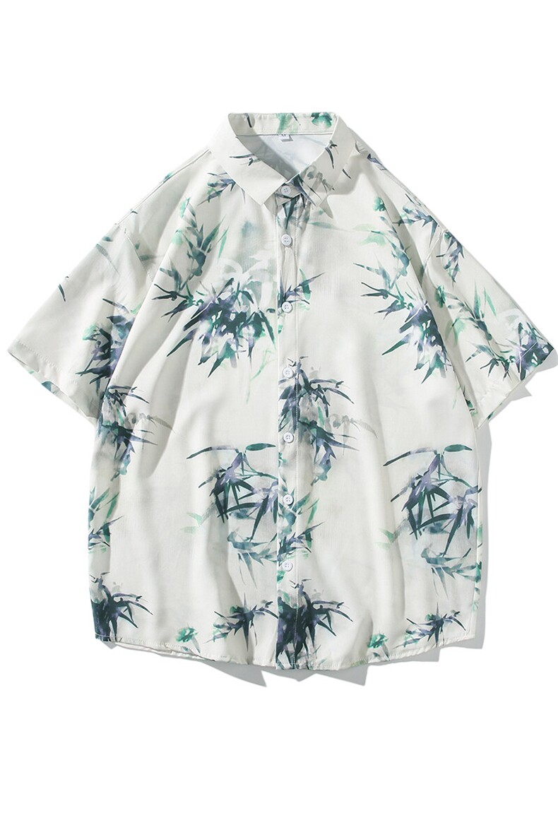 精品花衬衫大码男短袖夏季痞帅休闲上衣服外套翻领衬衣A012/P35,男装衬衫,电商A012