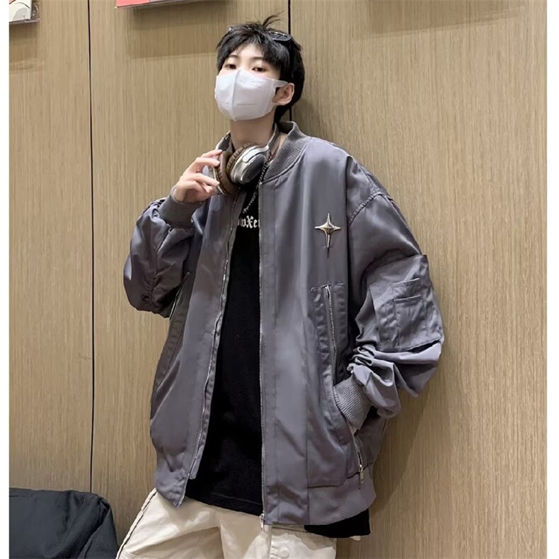 工装棒球服外套男春秋季新款拉链多口袋夹克上衣1176-P65,男装夹克,星座910-5