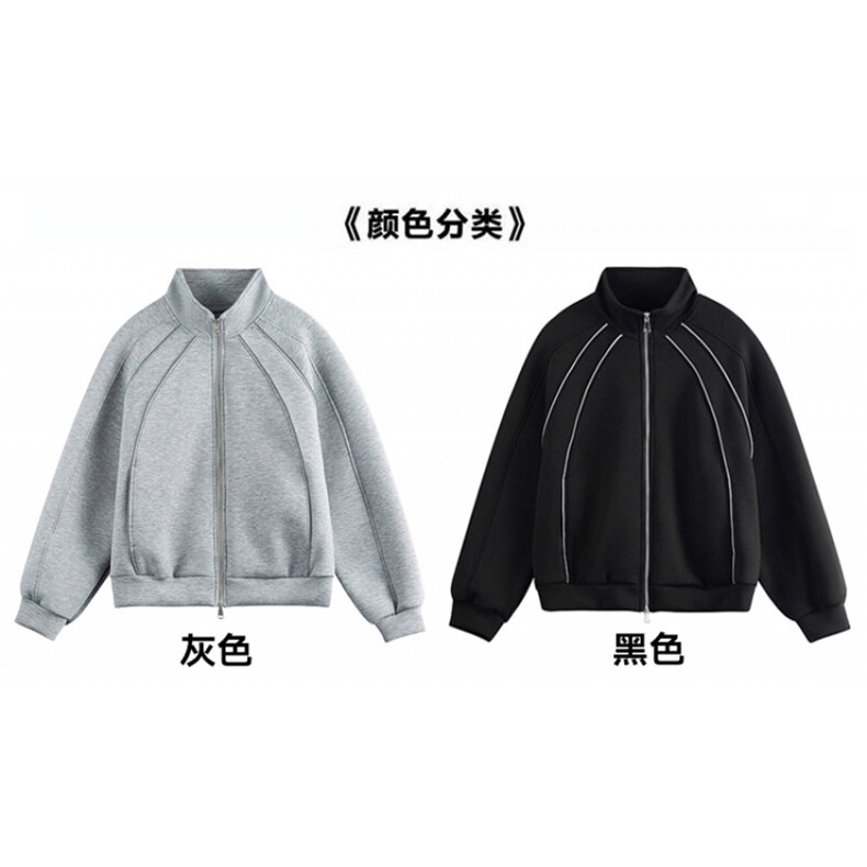 全棉重磅380克开衫织带立领套头外套男AH938-特P50不议价,女装短外套,星座610B-1