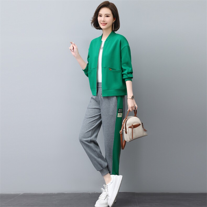 时尚休闲卫衣两件套女春秋新款宽松显瘦运动套装百搭潮流外套长裤,女装套装/套裙,依恋蒂丝