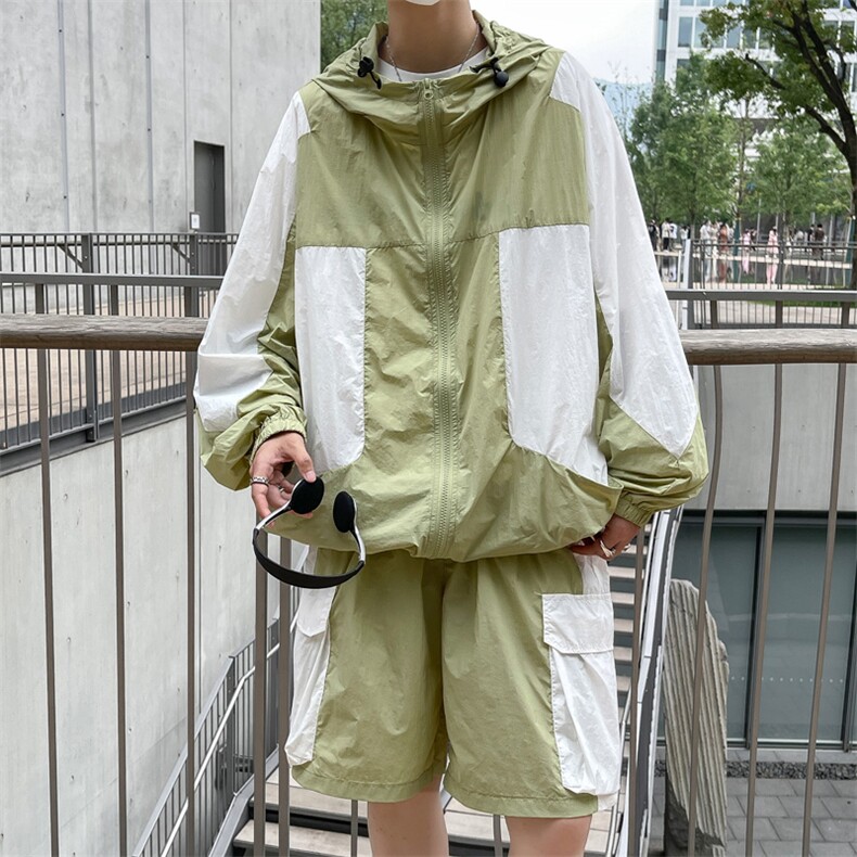 夏季撞色夹克衫防晒服套装运动风时尚防晒衣男XZ514-2-1611-P98,男装防晒衣,星座514-2(原B239)