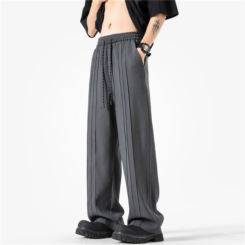 INS春季新款潮流冰丝条纹宽松西裤休闲裤B315-K24051-p55控68,男装休闲裤,电商B315