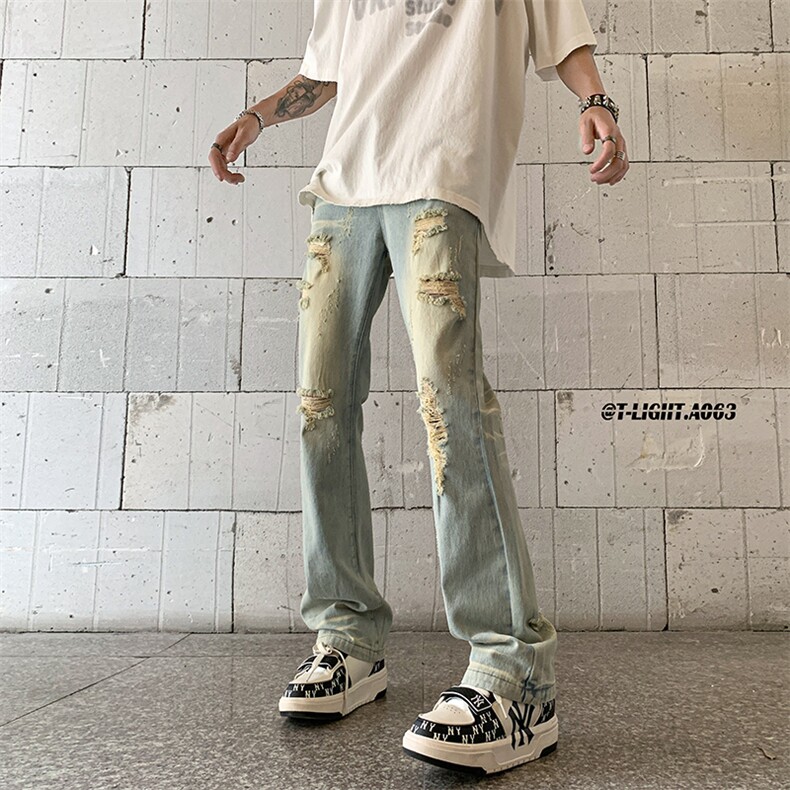 夏季美式高街ins小众破洞牛仔裤货号K755P6588,男装牛仔裤,电商A063