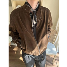 现货网络图慎用【EME】摩登年代复古绒皮哈灵顿外套JK78089特P70，女装短外套，星座226-2