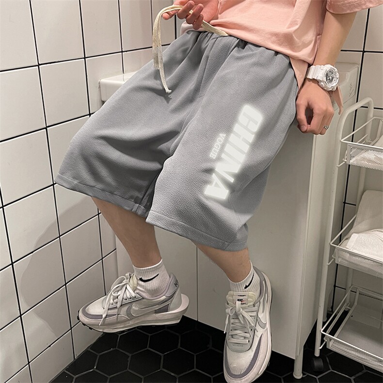 MK37053-P15冰丝短裤男士大码宽松休闲五分裤男运动中裤港风,男装休闲裤,电商A040