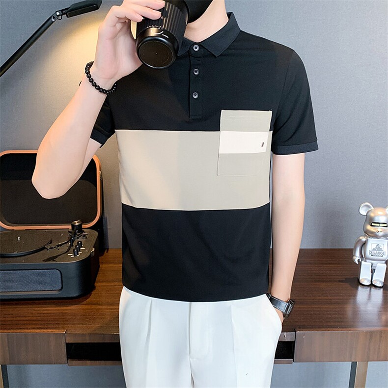 6604-P58夏季短袖T恤潮牌半袖新款男装痞帅拼色POLO衫-3控78,男装Polo衫,星座603-2