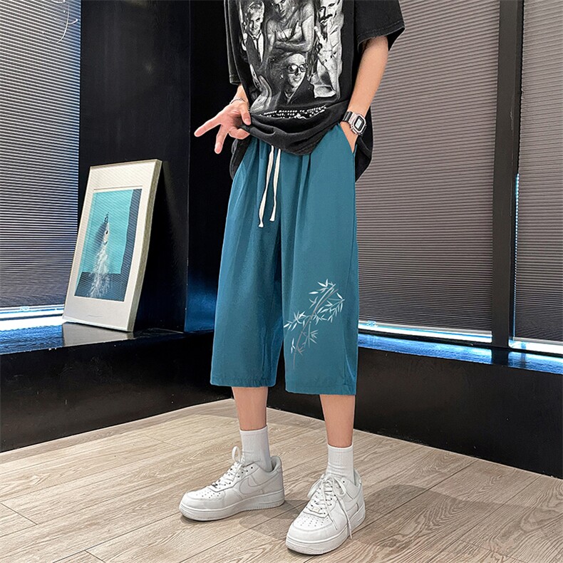冰丝七分裤男大码速干短裤男五分裤车景风格QK72393-P25,男装牛仔裤,电商A040