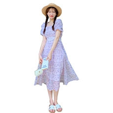 【新款现货】夏季紫色碎花连衣裙82369-P115-K165，女装连衣裙，一九零