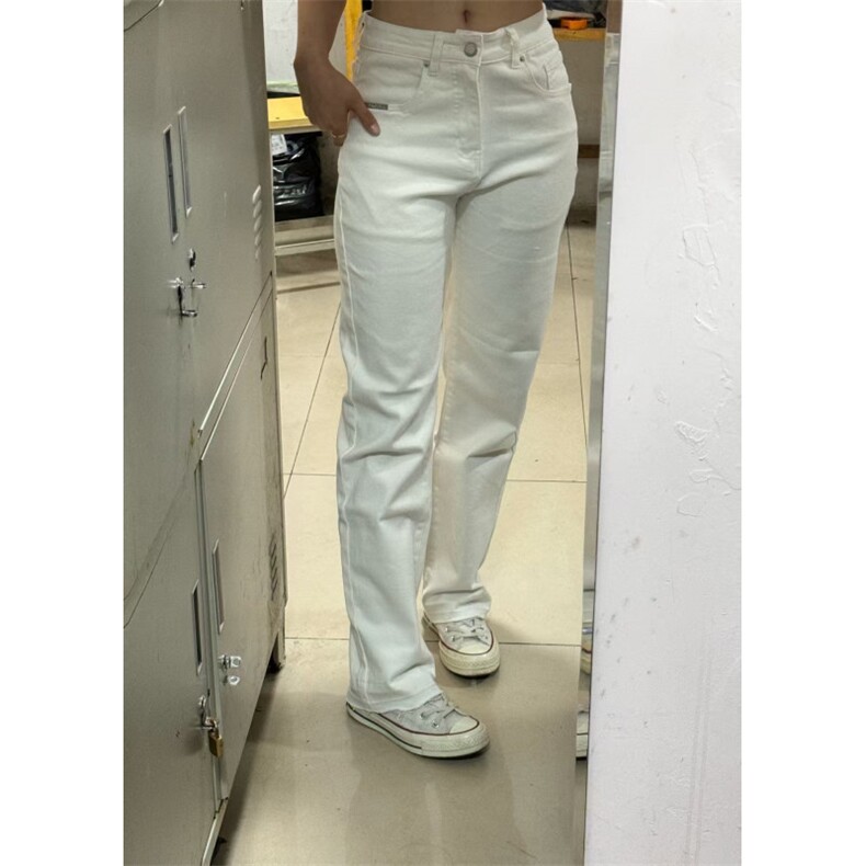 【有货】C39HH-P45白色弯刀牛仔裤男女美式vibe风裤子修身微喇裤,男装牛仔裤,星座1007（原301D）
