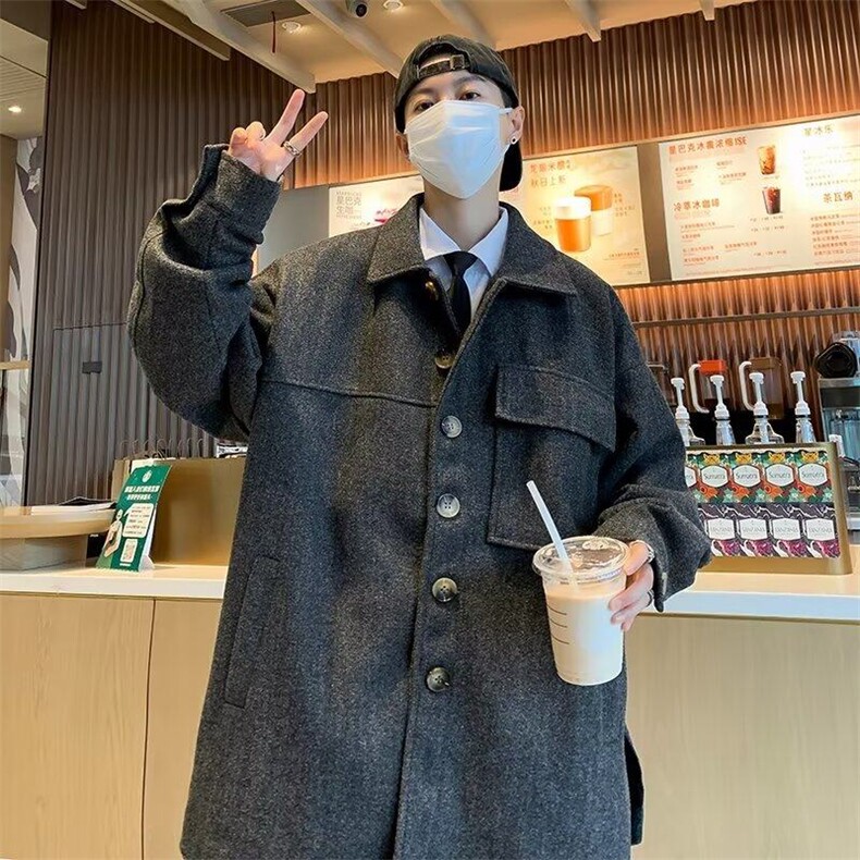 复合加厚毛呢外套男生春秋冬原宿风痞帅休闲潮流高街CC020-P70,女装短外套,星座911-3