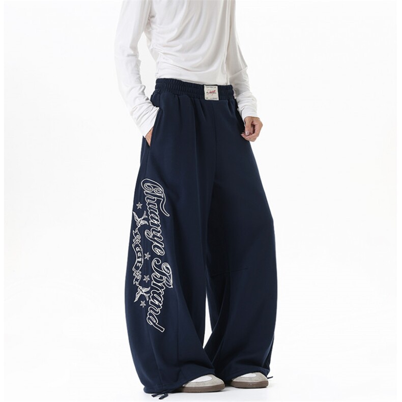 【现货】XZ1218(原611-3)BKW06特价P54美式复古刺绣宽松卫裤,男装休闲裤,星座1218（原611-3）