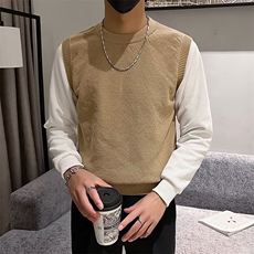 轻熟风拼接卫衣男秋冬季圆领打底衫青年修身撞色休闲毛衣Q222，男装针织衫/毛衣，星座1116A-2（原606A-1）