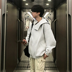 抖音得物品质26春装美式重磅结构斜拉链高领连帽卫衣开衫外套W61，女装短外套，电商A486