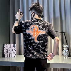 痞帅短袖T恤男圆领印花高级感半袖社会小伙301C-DT96-P48控68，男装T恤，星座301C（原B323）