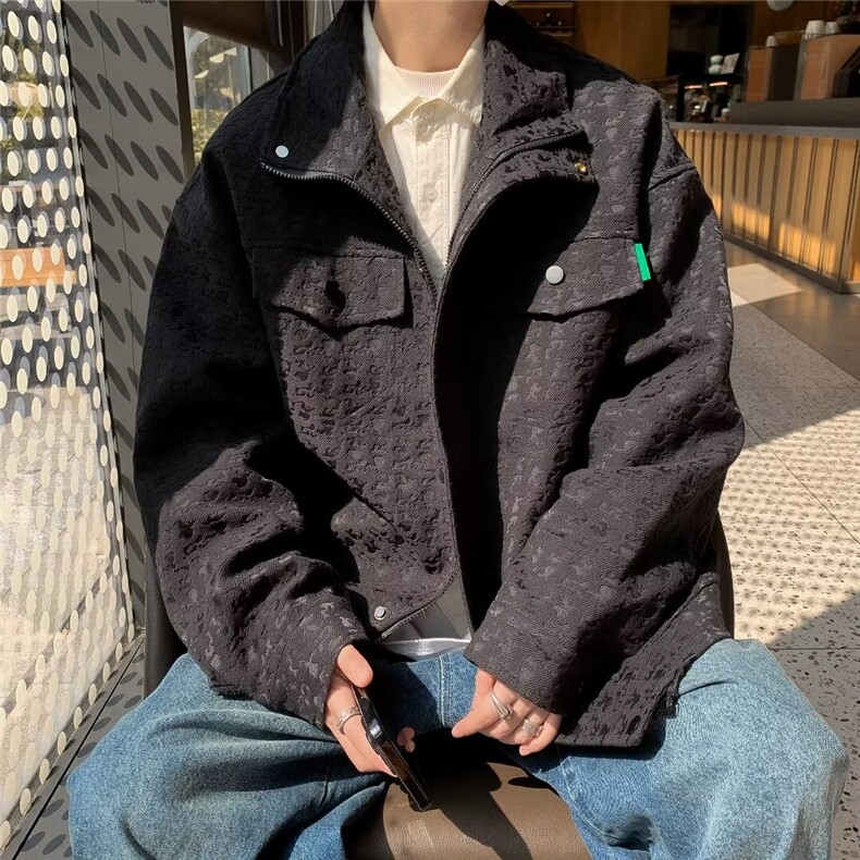 小香风牛仔外套男款春秋季韩系宽松工装夹克大码男装褂子W9290,男装夹克,星座1116A-1（原606A）
