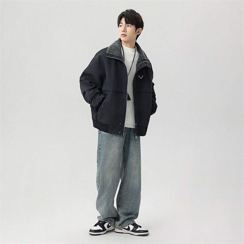 加绒外套男款2025冬季新款加厚保暖工装防风夹克立领JR2151-P110,男装夹克,星座210-1