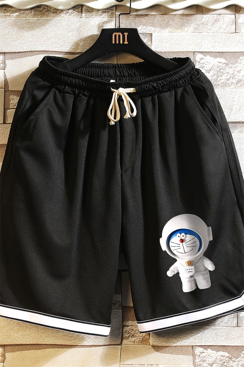 LQ64233-P19NASA叮当猫篮球夜跑运动短裤冰丝五分裤大裤衩砖墙,男装休闲裤,电商A040A