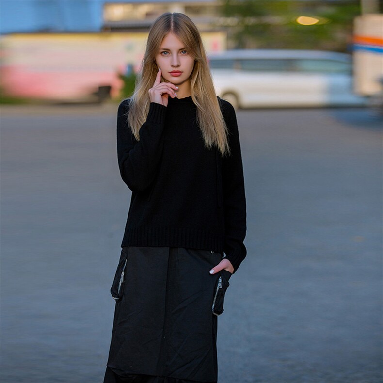 连帽毛衣女秋冬2024新款宽松慵懒风针织羊绒衫，女装羊绒衫，美创羊绒