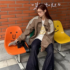 W10727-P60网图现货美式潮牌三道杠皮衣外套PU皮棒球服立领夹克，男装夹克，星座1608