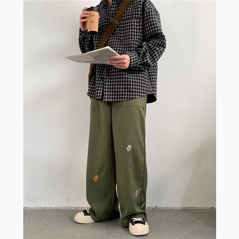 美式复古彩色绣花工装裤男宽松直筒潮牌百搭X2302-P40,男装休闲裤,星座1109-3