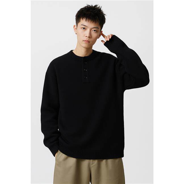 重磅76313-P70秋冬新款休闲亨利领毛衣外套男加厚针织打底衫,男装针织衫/毛衣,电商D310B