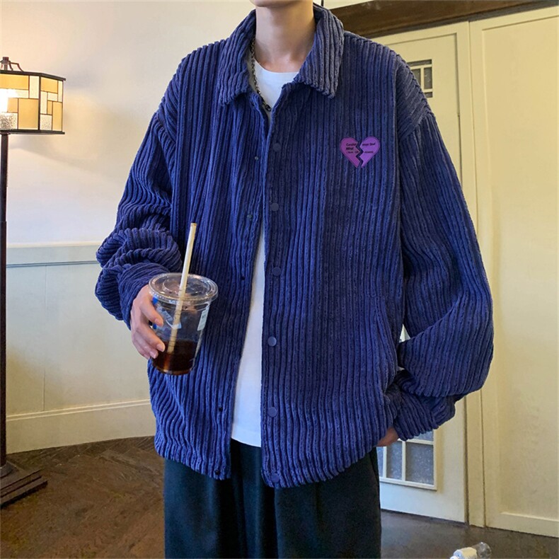 Wt152-P62美式潮牌灯芯绒破碎爱心工装夹克,男装夹克,星座1501-1