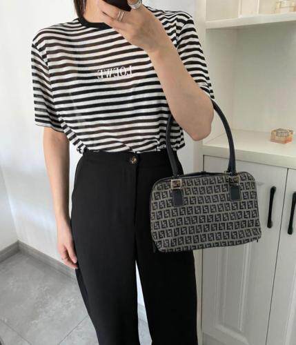 amberzhang2021NEW夏款条纹印花T，女装，AMBER ZHANG