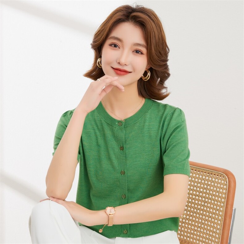 秋冬季新款百搭休闲外套气质简约半袖显白显瘦开衫羊毛衫女,女装羊毛衫,润匹羊绒
