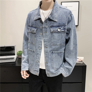 JK829-p70 M-5X店主风ins牛仔夹克绣花破洞大码男日系CITYBOY图片