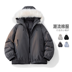 美式座山雕毛领连帽棉服男款冬季加厚保暖情侣棉衣MY2525-P100，男装棉衣，星座610（原A335）