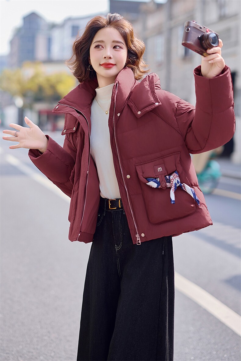 连帽羽绒服女短款2024冬季新款女装白鸭绒气质休闲保暖外套！现货,女装羽绒服,慧尚依恋