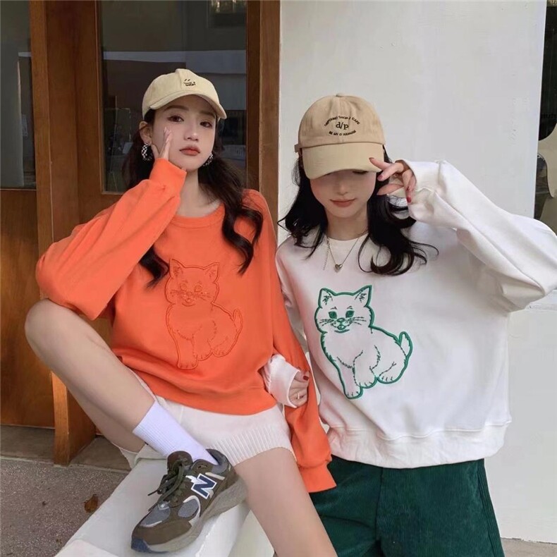 QH2022春季立体猫咪图案卫衣，女装卫衣/绒衫，启航
