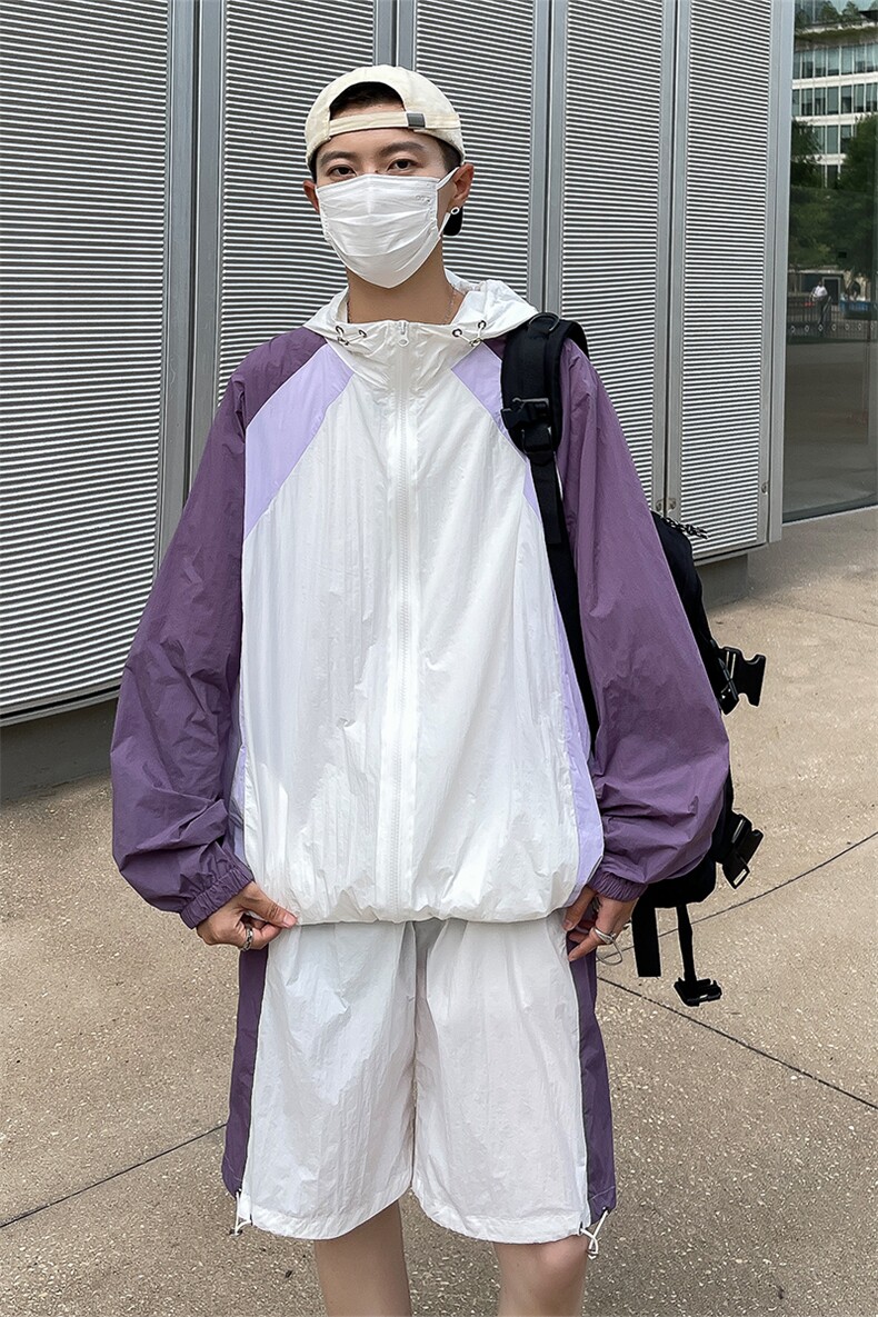 防晒服套装男夏季运动风拼色时尚防晒衣夹克衫XZ514-2-1608-P98,男装防晒衣,星座514-2(原B239)