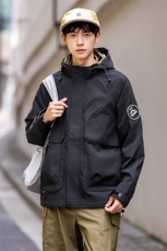 新款秋季夹克外套防风休闲男运动连帽时尚潮流款F0917-p100控199，男装夹克，电商D215