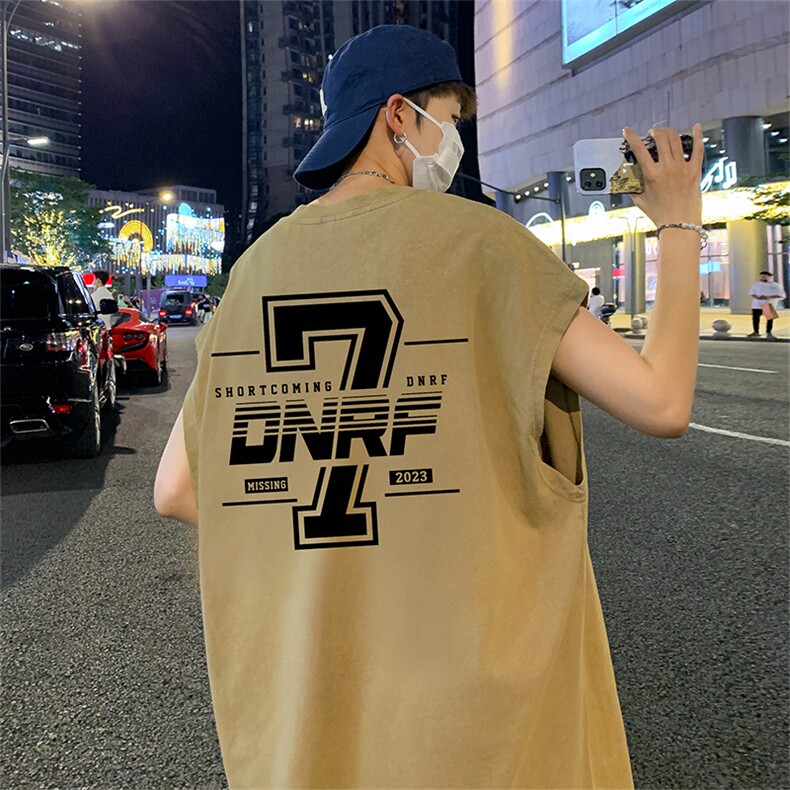 数据超好抖音品240克重磅欧美式潮牌水洗背心无袖t恤BX355-P35,男装T恤,电商A486