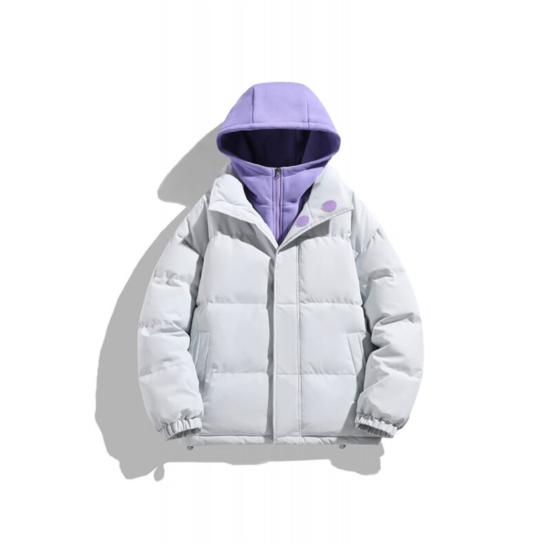 冬季青少年连帽假两件外套加绒加厚休闲简约棉衣棉服5303-P85图片