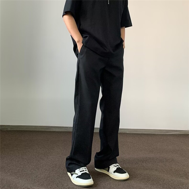 新款春季微喇西裤美式复古显瘦休闲裤黑色长裤子男生MK177P39,男装西裤,星座1013-5